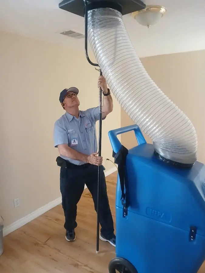 Mini Split Installation technician using HEPA equipment in Carson